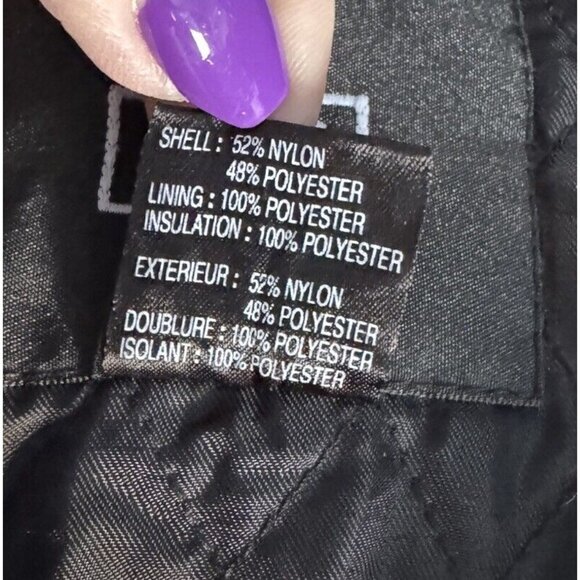 VTG NILS Woman's Sz 12 Black Mountain Black Ski Jacket Hooded Quilted Lining - Picture 7 of 13